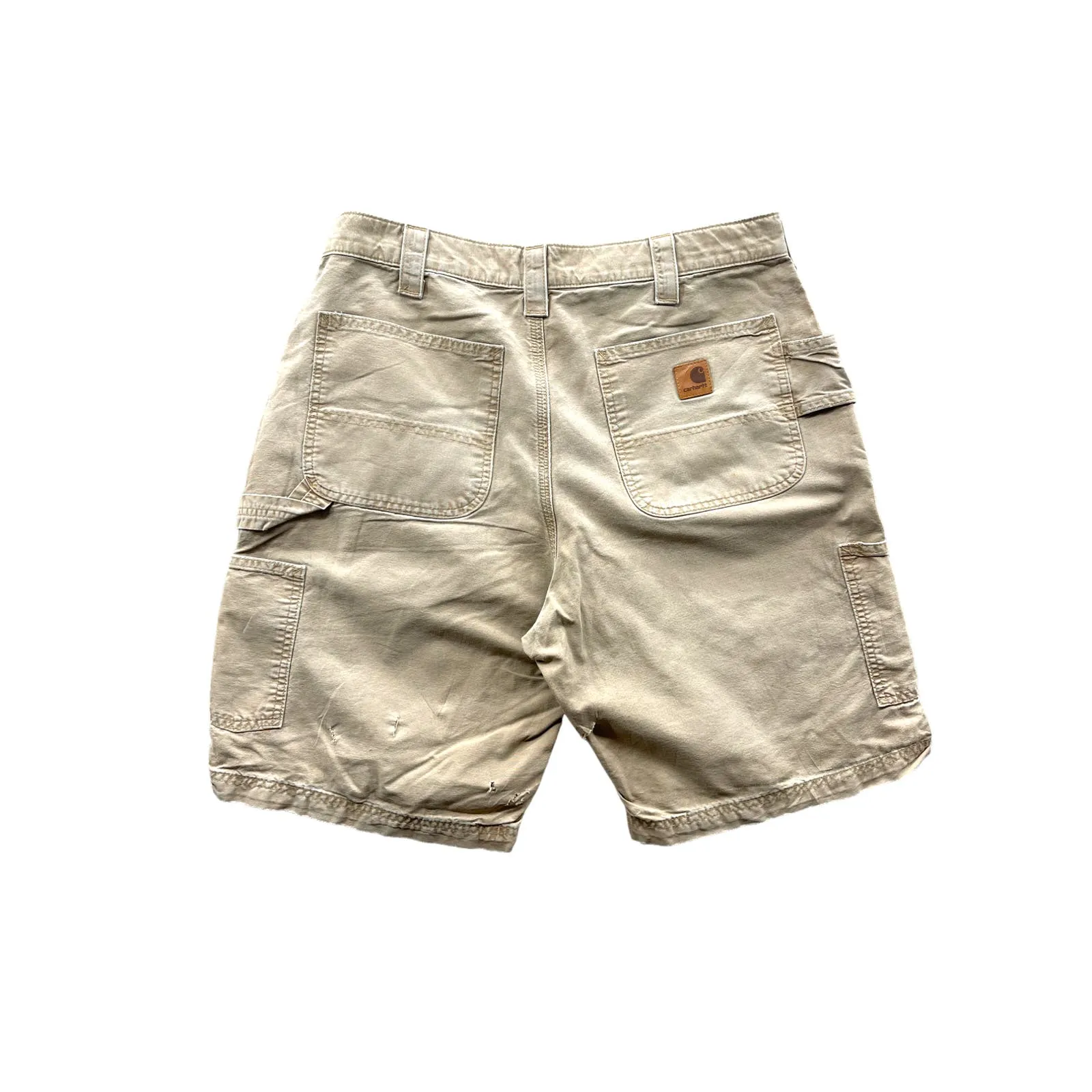Vintage Carhartt Distressed Tan Utility Canvas Carpenter Cargo Shorts