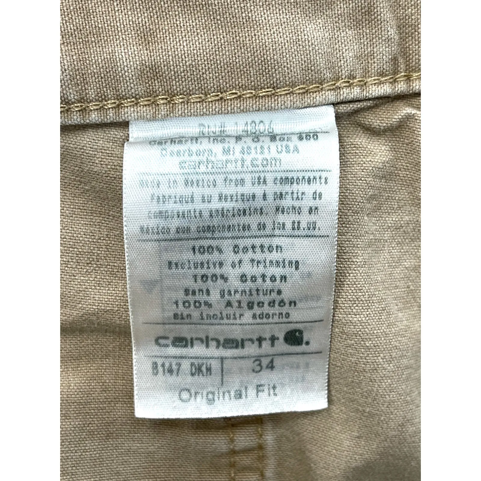 Vintage Carhartt Distressed Tan Utility Canvas Carpenter Cargo Shorts