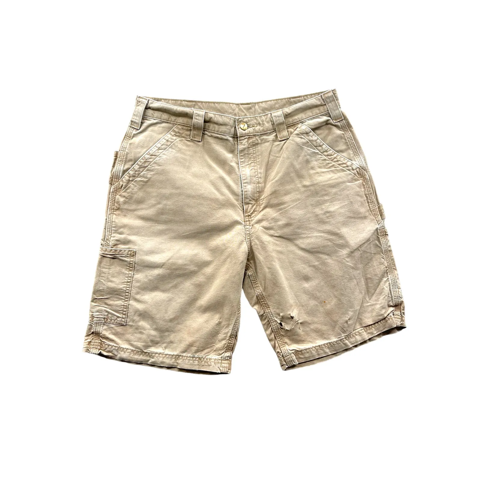 Vintage Carhartt Distressed Tan Utility Canvas Carpenter Cargo Shorts