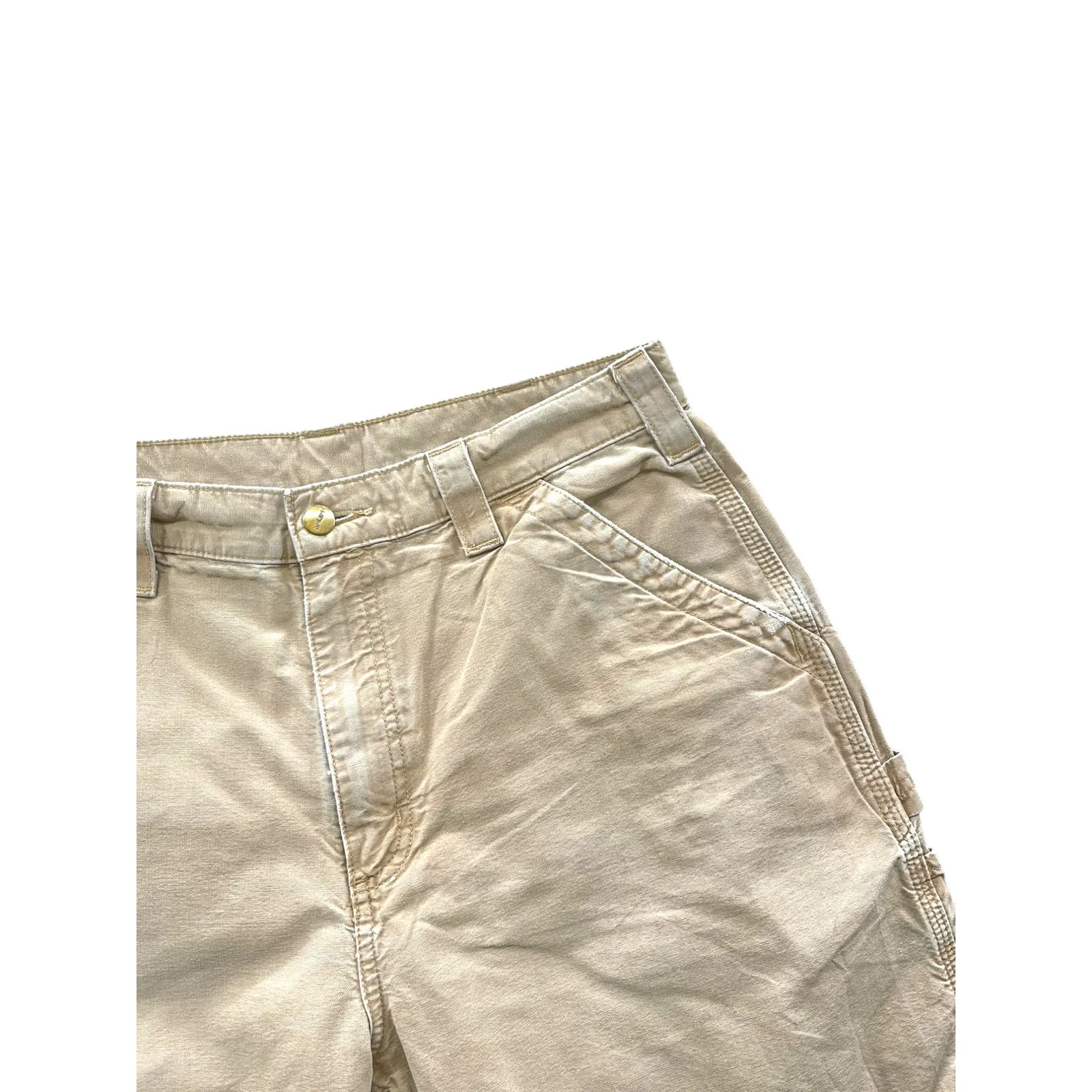 Vintage Carhartt Distressed Tan Utility Canvas Carpenter Cargo Shorts