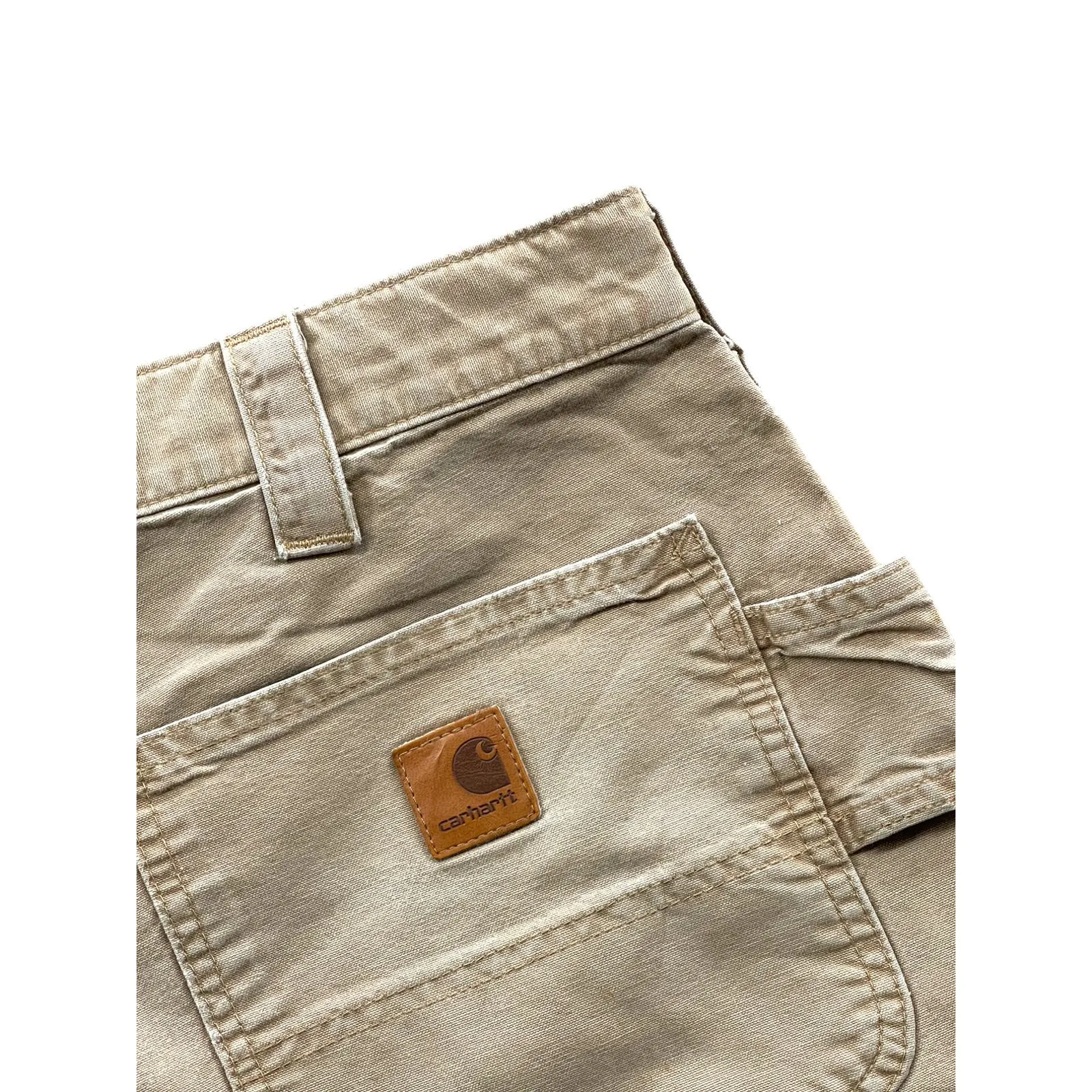 Vintage Carhartt Distressed Tan Utility Canvas Carpenter Cargo Shorts