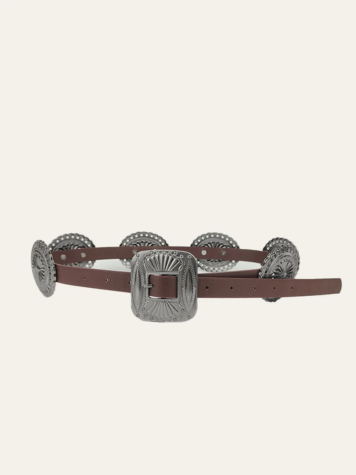 Vintage Concho Buckle Leather Belt