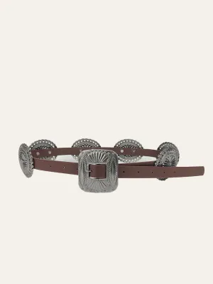 Vintage Concho Buckle Leather Belt