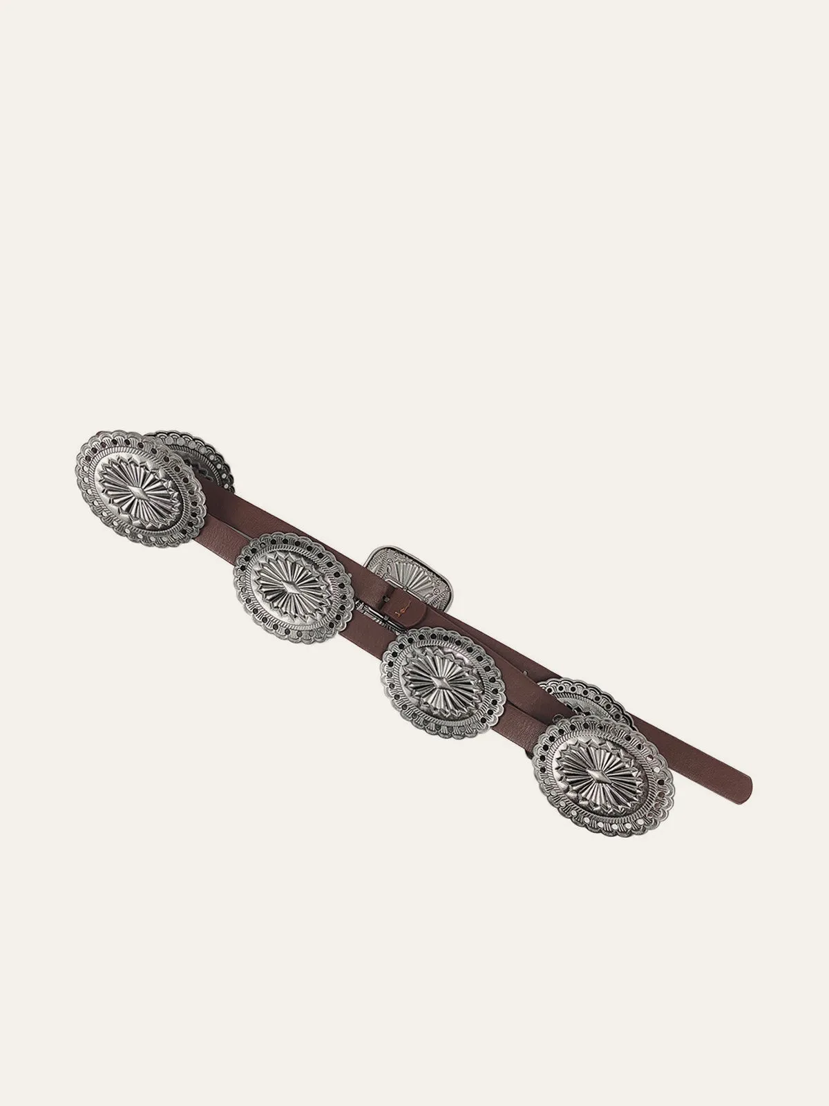 Vintage Concho Buckle Leather Belt