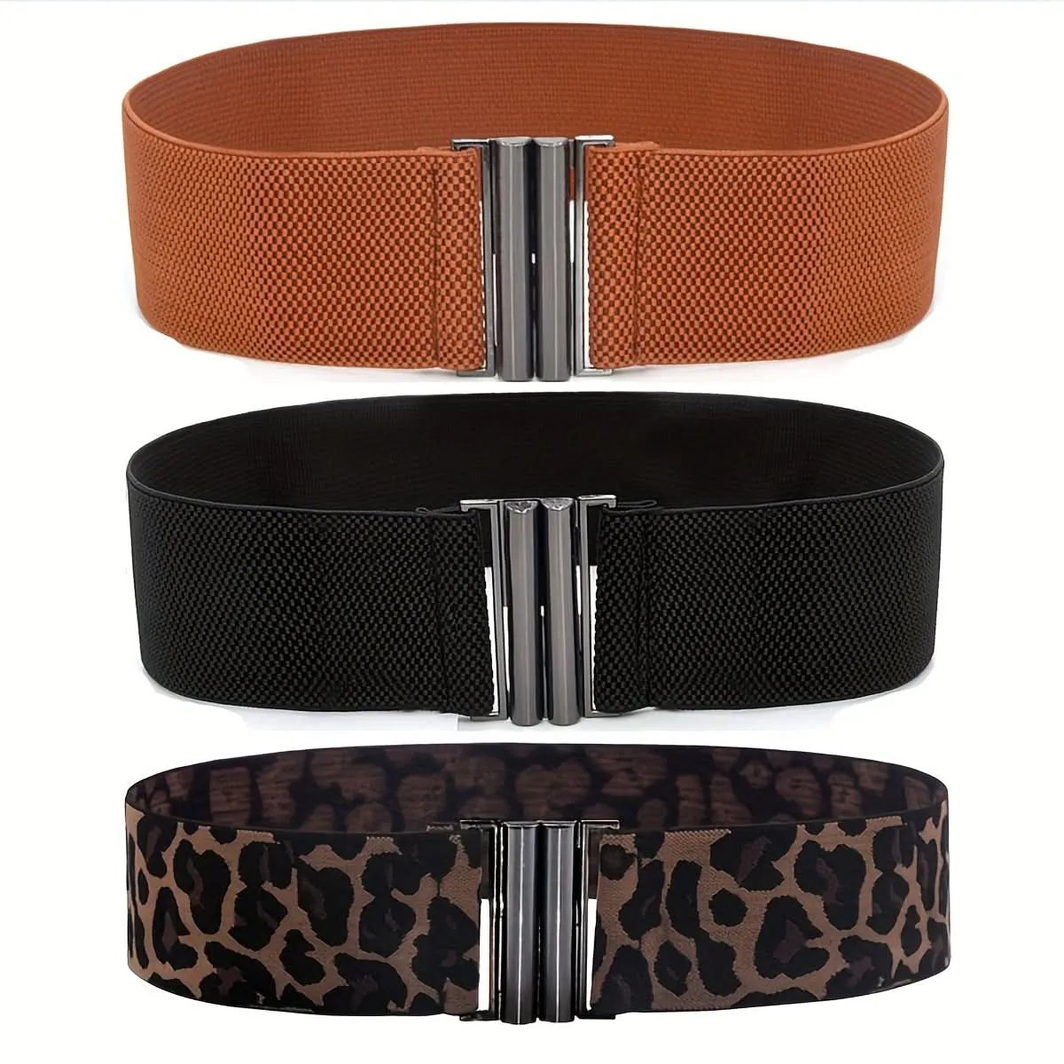 Vintage Leopard Print Elastic Waist Belt for Women