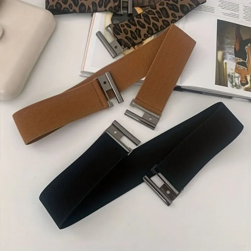 Vintage Leopard Print Elastic Waist Belt for Women