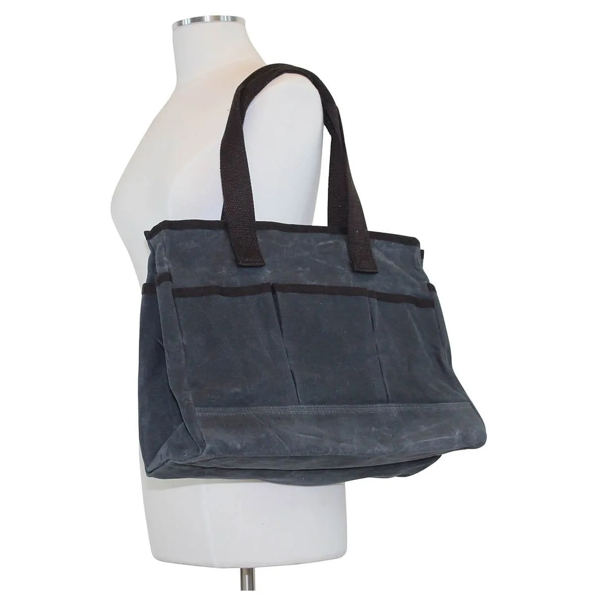Waxed Canvas Utility Tote - Father's Day Gift - Gift for Men - Navy Blue