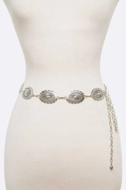 Western Concho Fashion Chain Belt