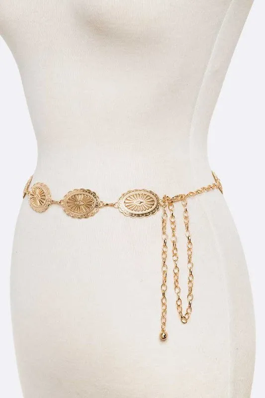 Western Concho Fashion Chain Belt