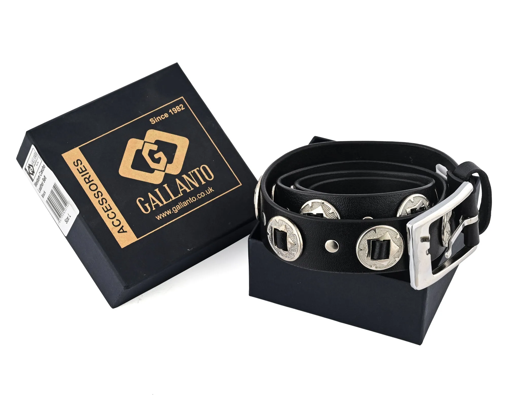 Western Concho Genuine Leather Belts Laced Biker Style
