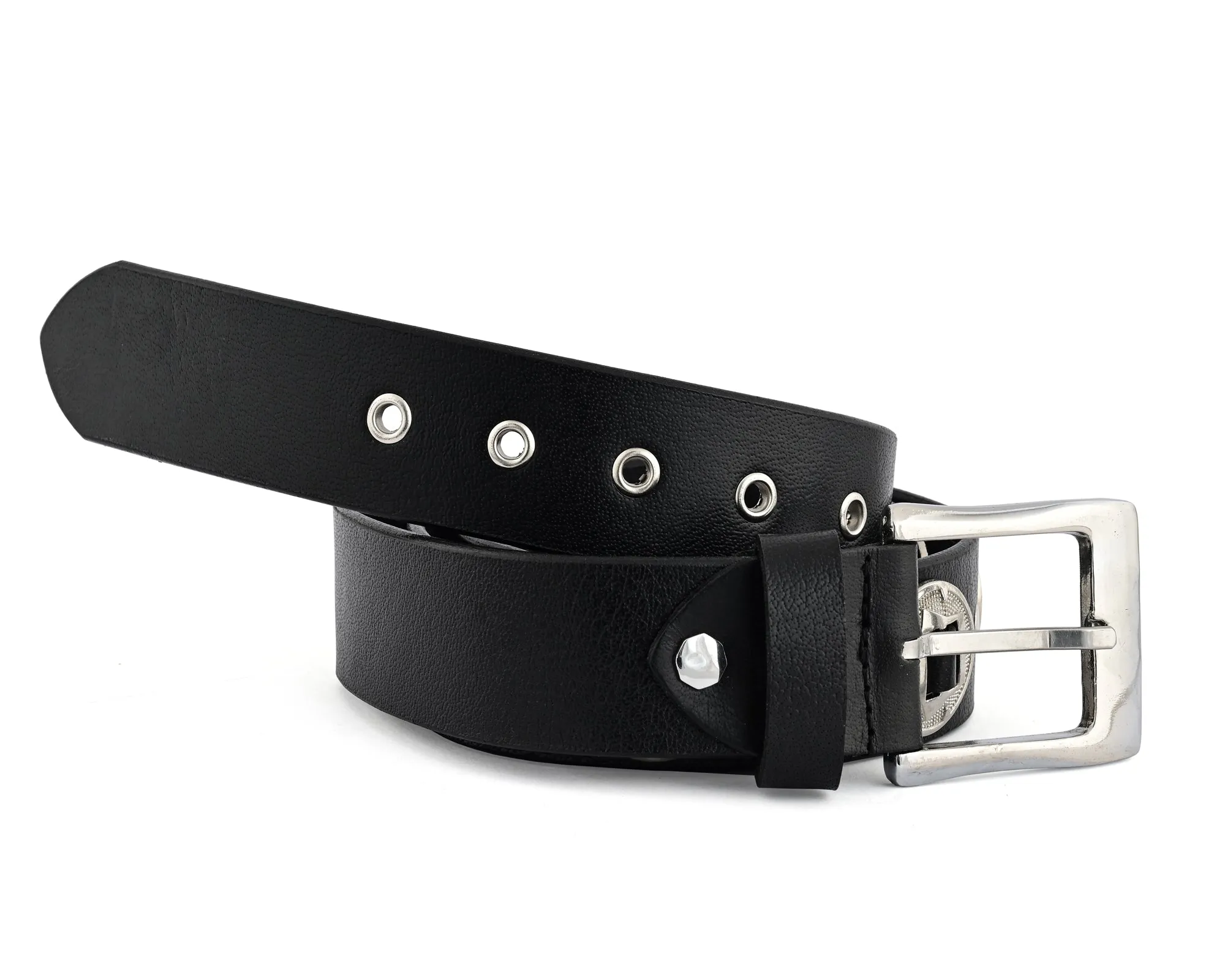 Western Concho Genuine Leather Belts Laced Biker Style