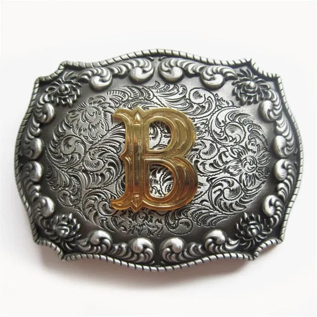 Western Cowboy Cowgirl Original Initial Letter Belt Buckle Stock In US Gurtelschnalle Boucle de Ceinture Ship from US and CN