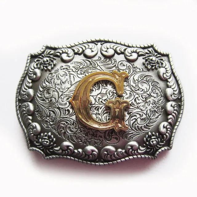 Western Cowboy Cowgirl Original Initial Letter Belt Buckle Stock In US Gurtelschnalle Boucle de Ceinture Ship from US and CN
