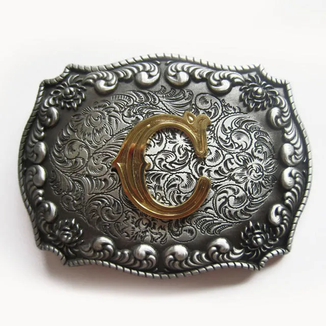Western Cowboy Cowgirl Original Initial Letter Belt Buckle Stock In US Gurtelschnalle Boucle de Ceinture Ship from US and CN
