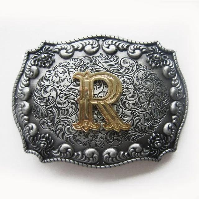 Western Cowboy Cowgirl Original Initial Letter Belt Buckle Stock In US Gurtelschnalle Boucle de Ceinture Ship from US and CN