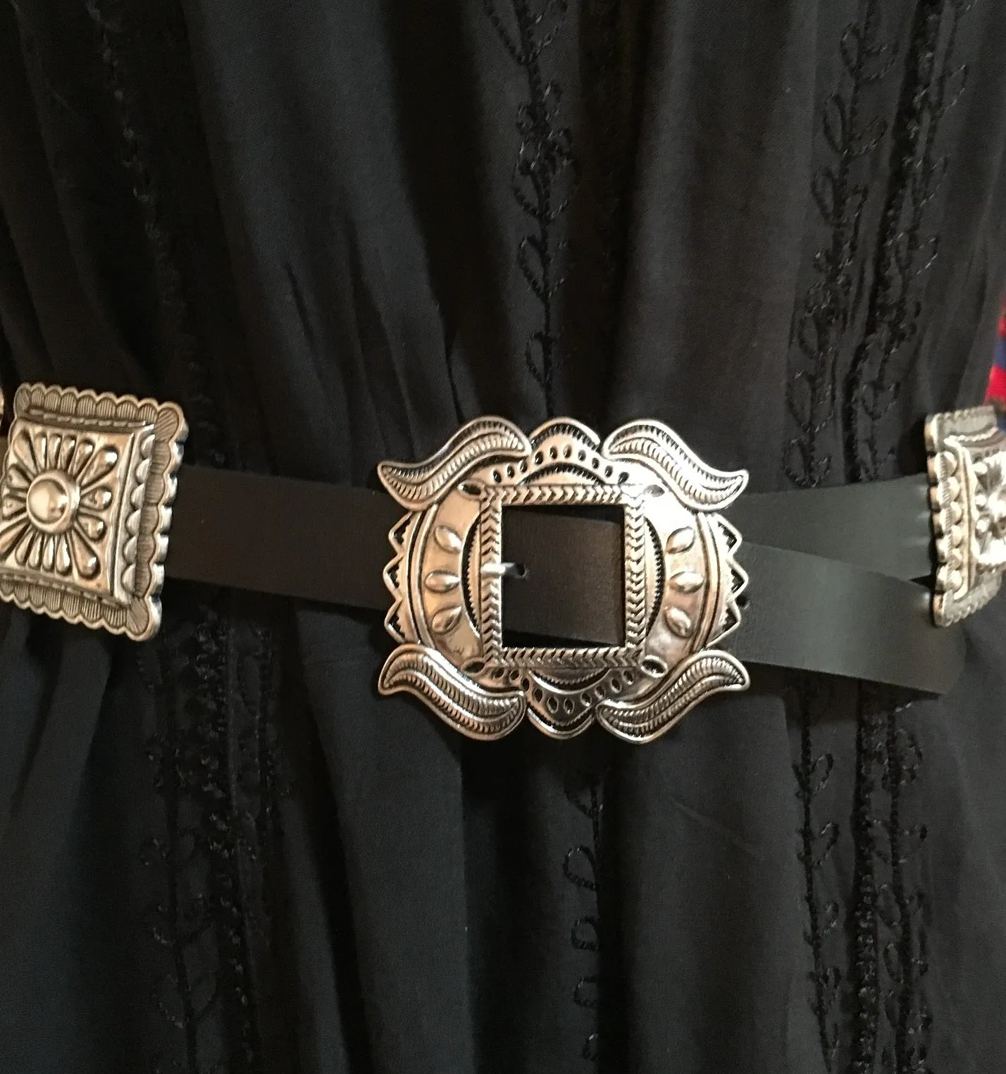 Western Fashion Belt Accessory: Leather with Conchos