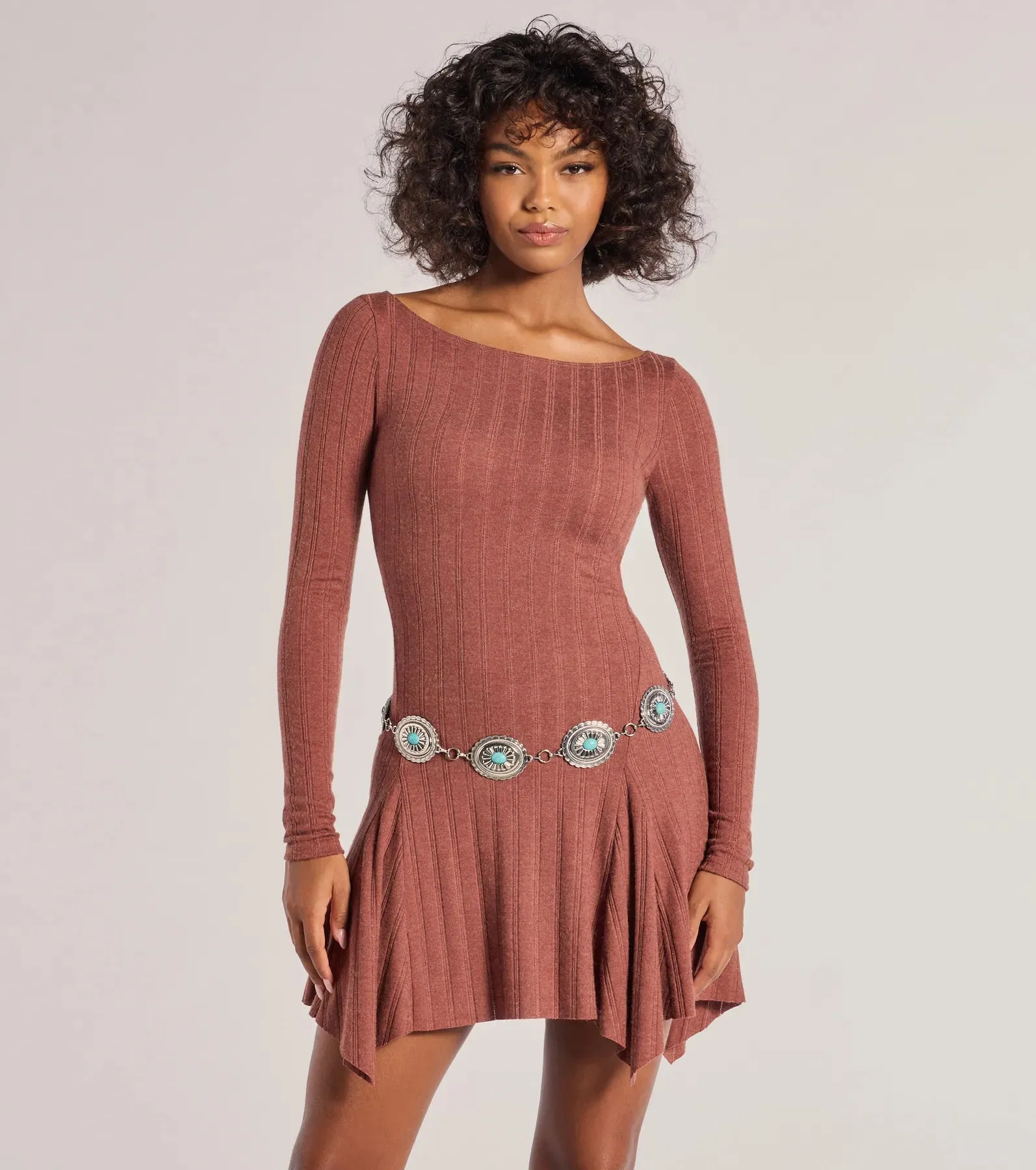 Western Flair Oval Concho Stone Chain Belt