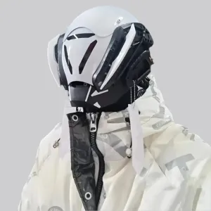 White Cyberpunk Helmet for Futuristic