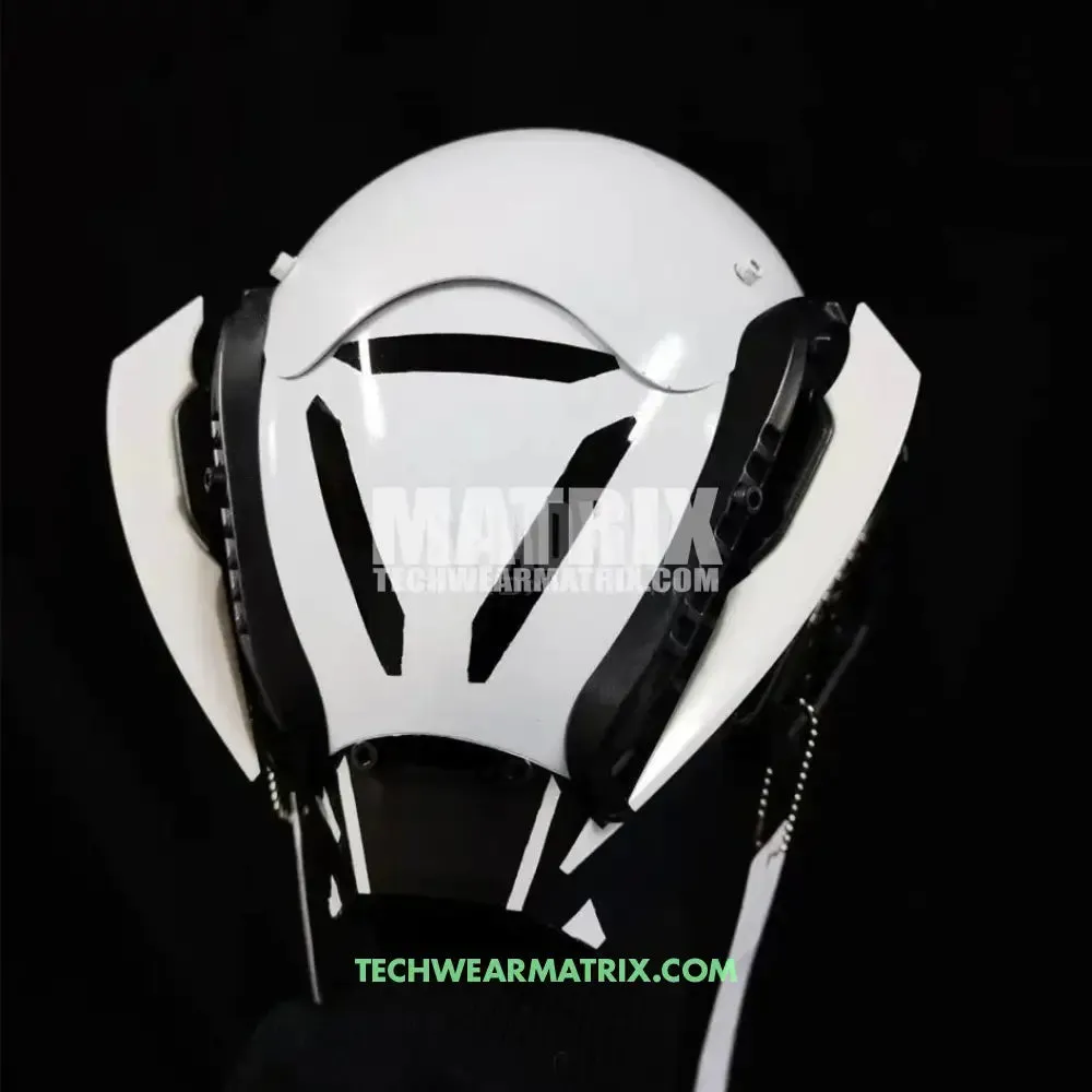 White Cyberpunk Helmet for Futuristic