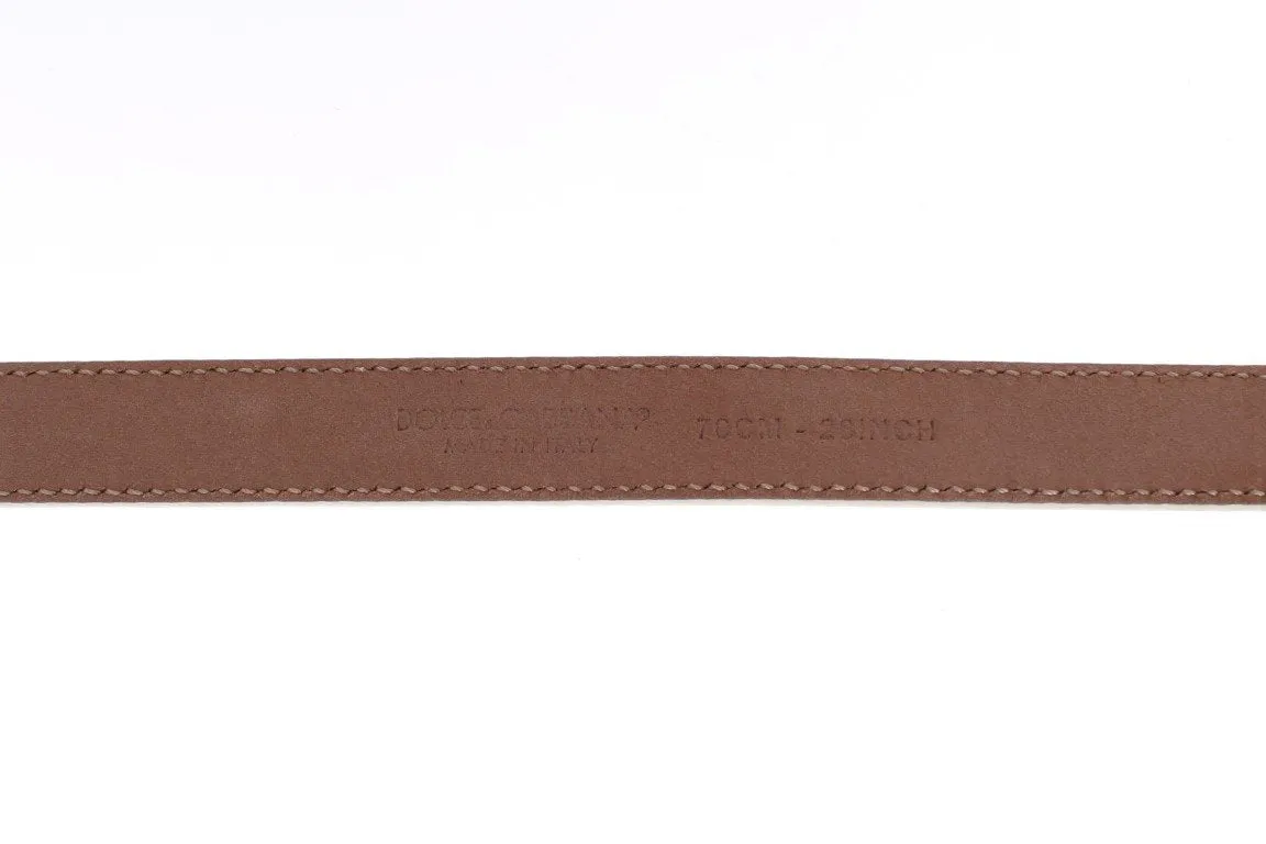 White Leather Gold Buckle Logo Waist Belt