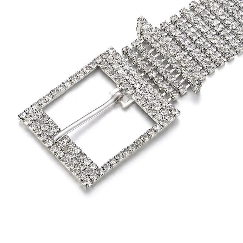 Wide Crystal Chain Rhinestone Waist Women's Belt
