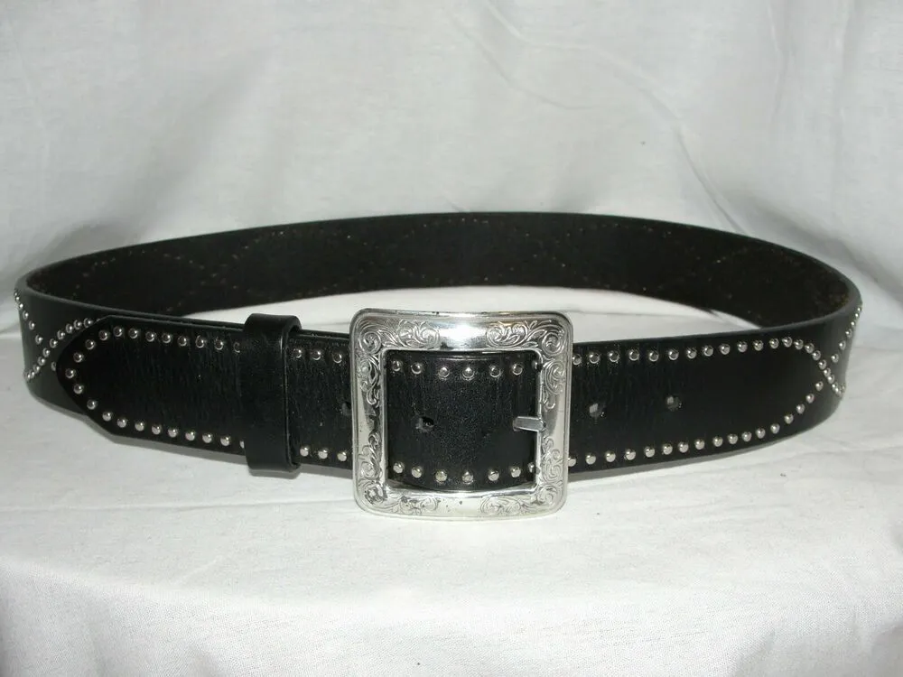 Women's Brighton | Jett Garrison Silver Buckle Studded Belt | Black