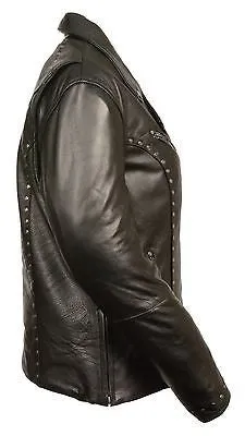 WOMEN'S MOTORCYCLE CLASSIC POLICE TERMINATOR STYLE WITH STUDS AND 2 GUNPOCKETS
