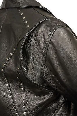 WOMEN'S MOTORCYCLE CLASSIC POLICE TERMINATOR STYLE WITH STUDS AND 2 GUNPOCKETS