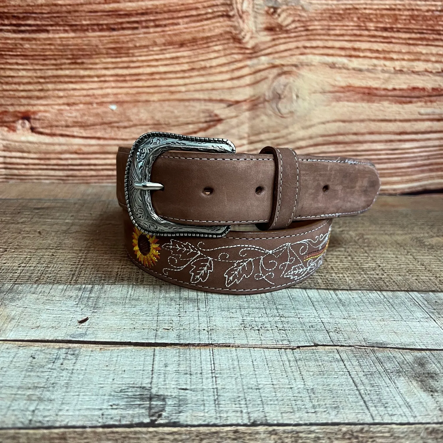 Women's Western Sunflower Leather Belt Cinto Girasol Est.  808