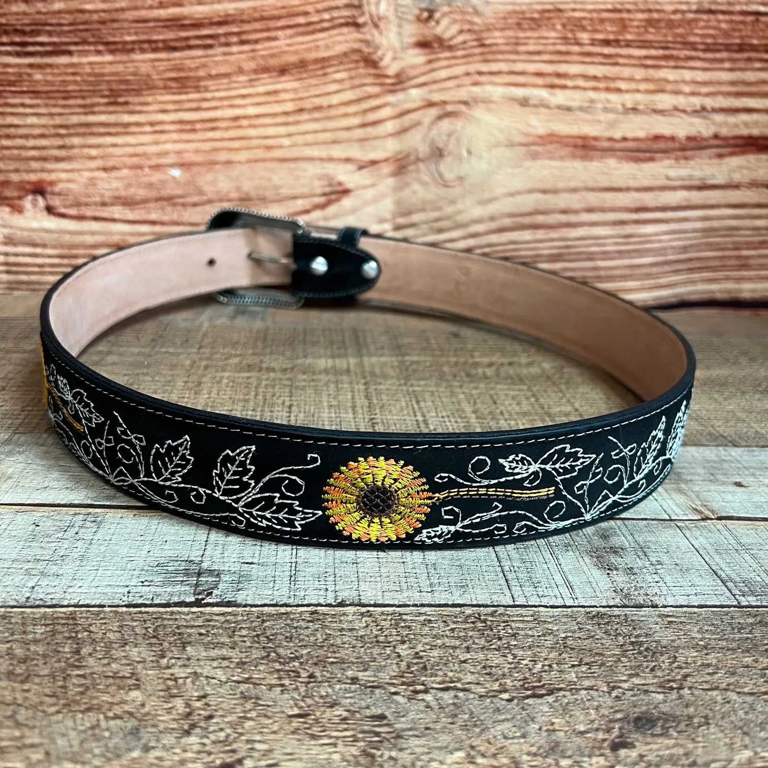 Women's Western Sunflower Leather Belt Cinto Girasol Est.  808