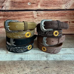 Women's Western Sunflower Leather Belt Cinto Girasol Est.  808