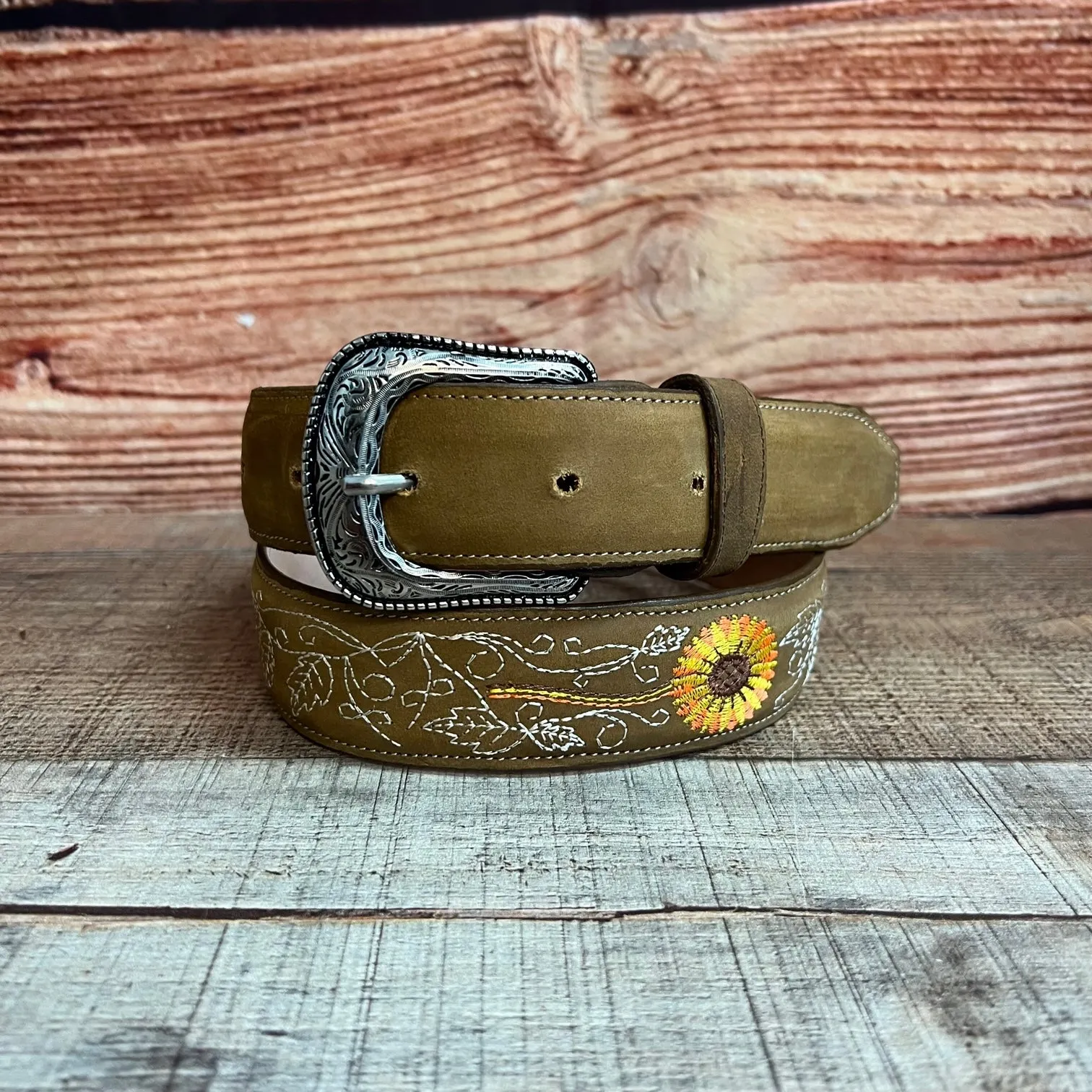 Women's Western Sunflower Leather Belt Cinto Girasol Est.  808