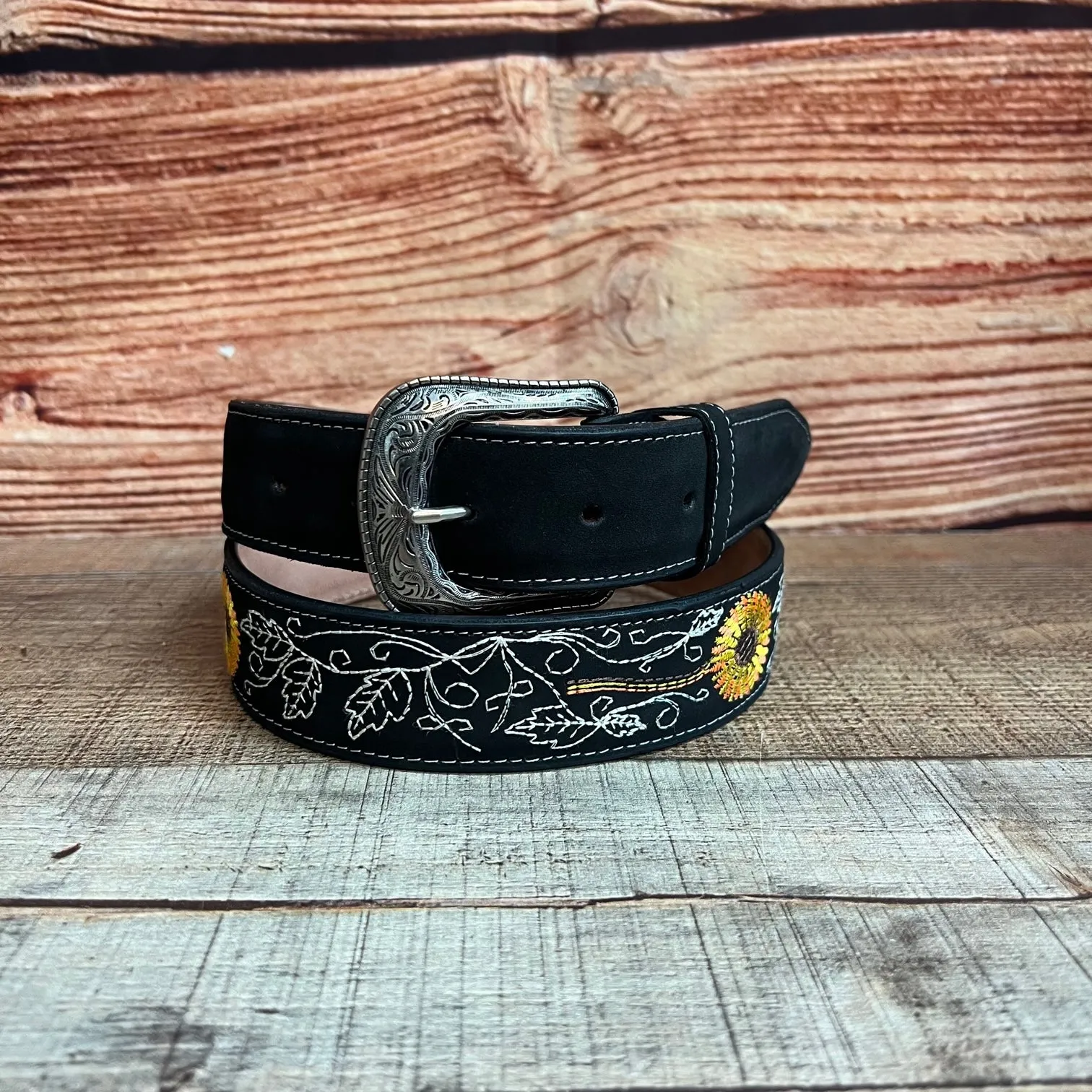 Women's Western Sunflower Leather Belt Cinto Girasol Est.  808