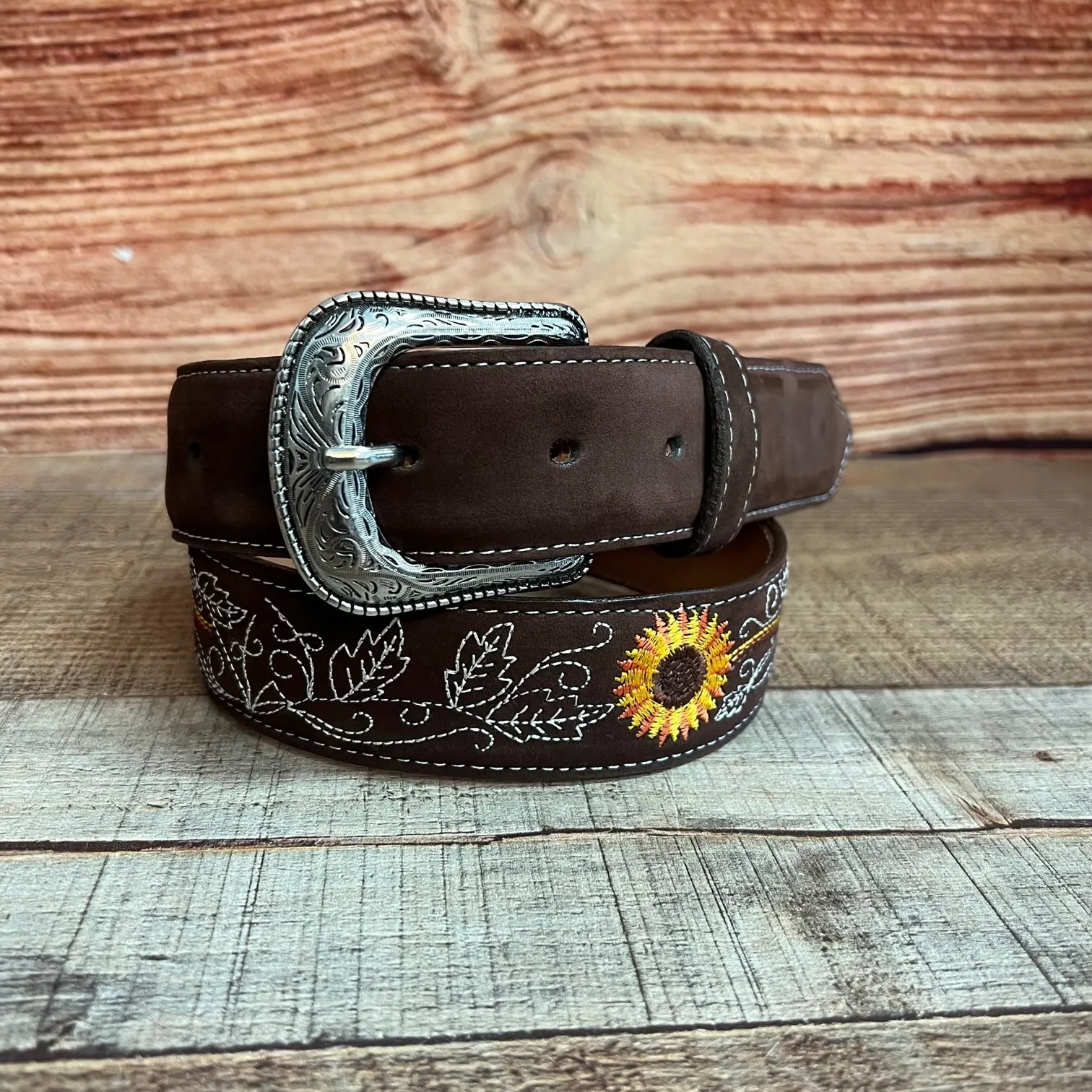 Women's Western Sunflower Leather Belt Cinto Girasol Est.  808