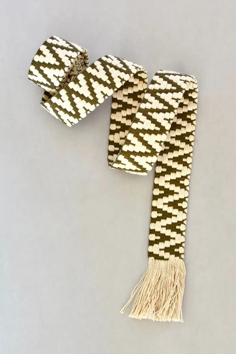 Woven Belt - Olive/Natural