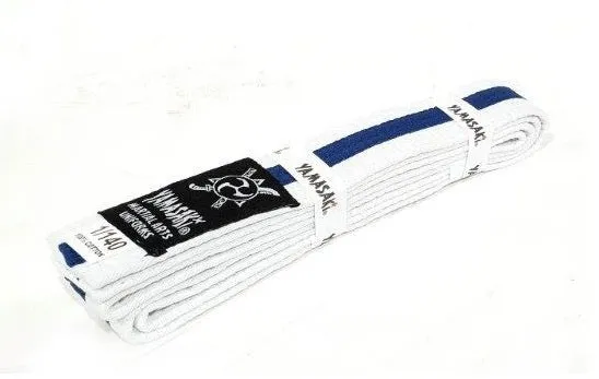 Yamasaki Deluxe White Martial Arts Belts Coloured Stripe | All Colours