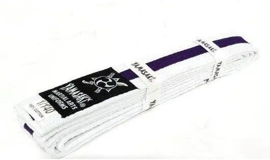 Yamasaki Deluxe White Martial Arts Belts Coloured Stripe | All Colours