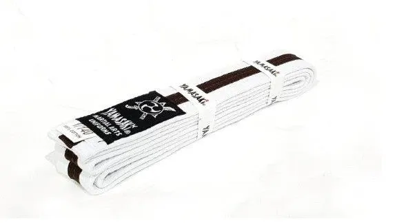 Yamasaki Deluxe White Martial Arts Belts Coloured Stripe | All Colours