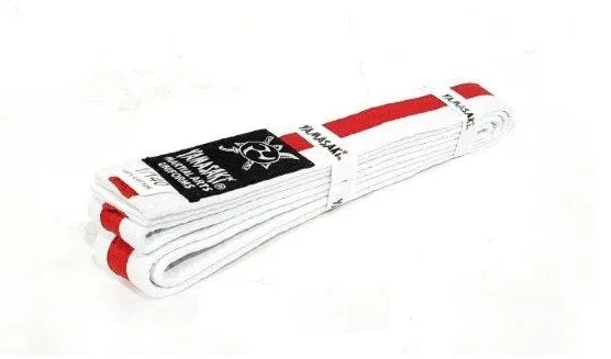Yamasaki Deluxe White Martial Arts Belts Coloured Stripe | All Colours