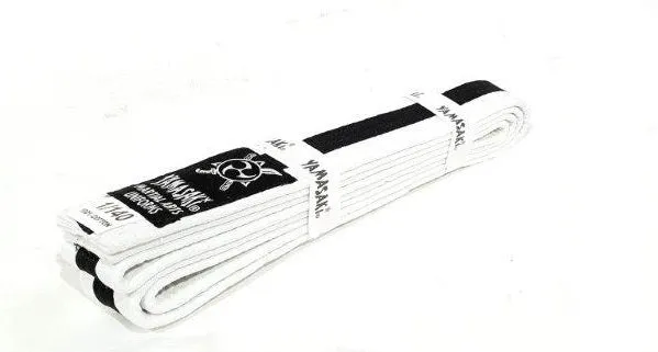 Yamasaki Deluxe White Martial Arts Belts Coloured Stripe | All Colours