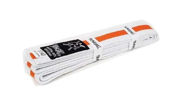 Yamasaki Deluxe White Martial Arts Belts Coloured Stripe | All Colours