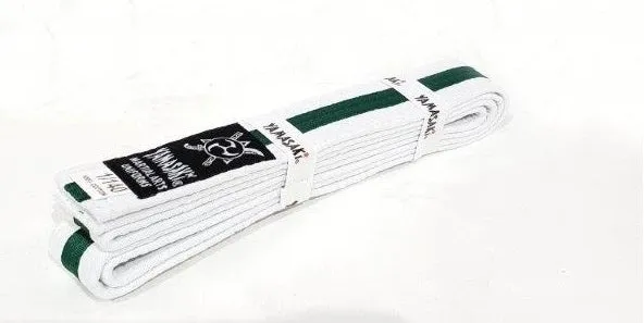 Yamasaki Deluxe White Martial Arts Belts Coloured Stripe | All Colours