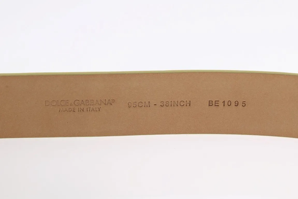 Yellow Leather Gold Silver Buckle Belt