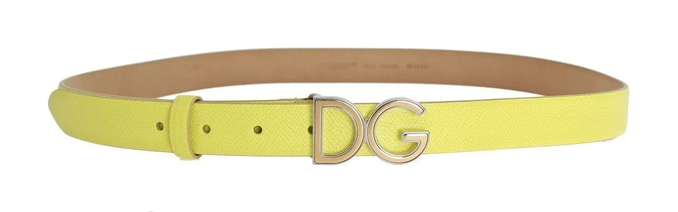 Yellow Leather Gold Silver Buckle Belt