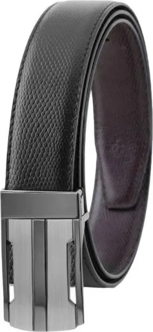 ZEVORA Men Genuine Leather Reversible Belt (Black)