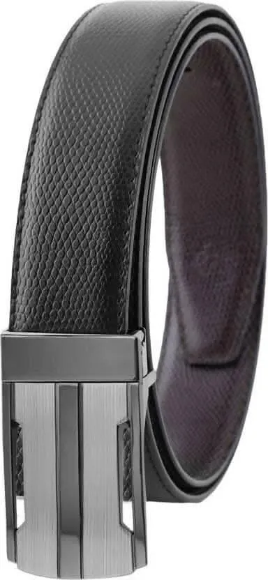 ZEVORA Men Genuine Leather Reversible Belt (Black)