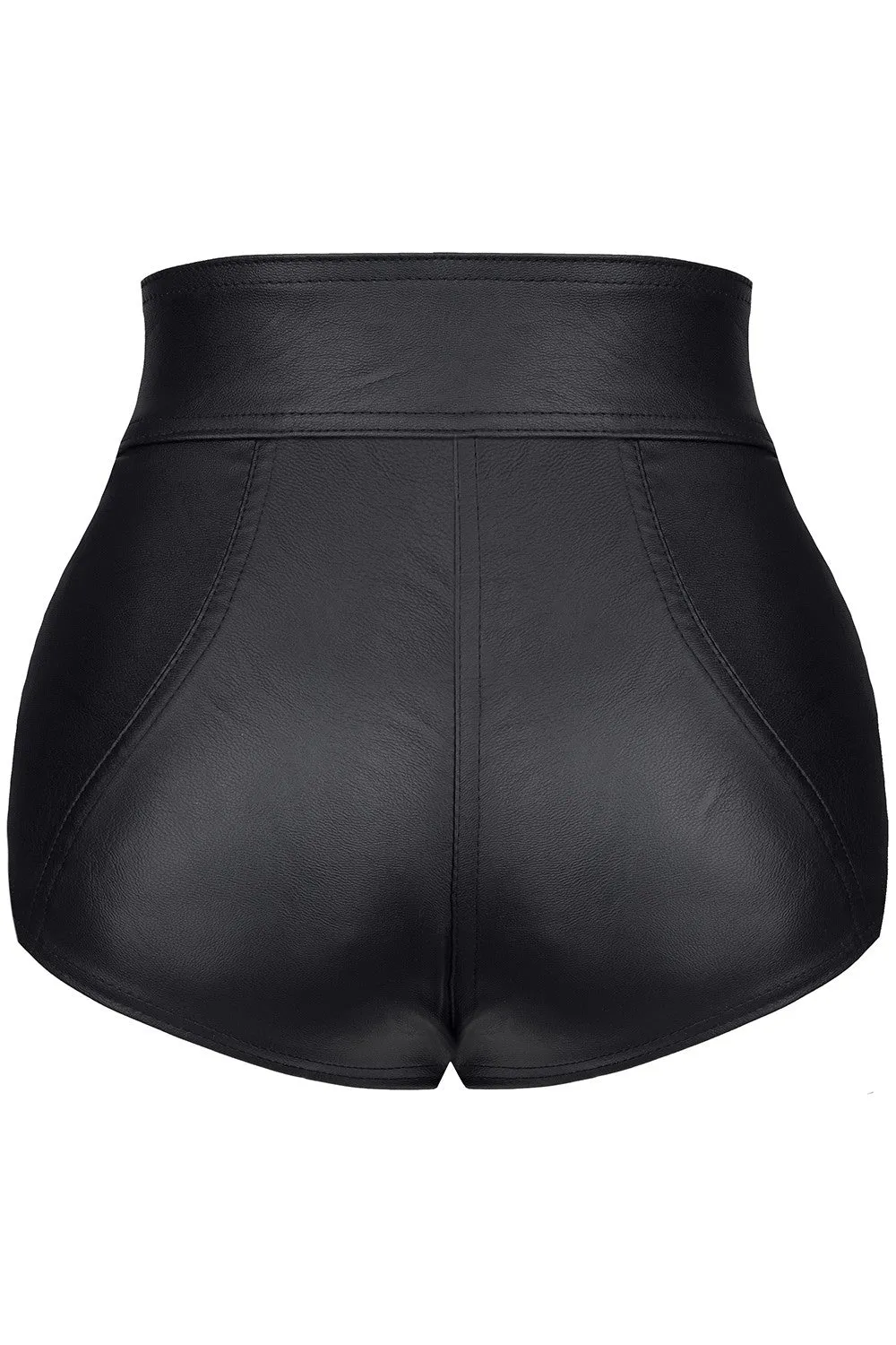 Zipper Leather Look Short