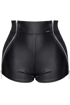 Zipper Leather Look Short