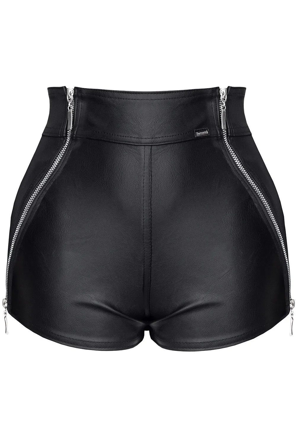 Zipper Leather Look Short