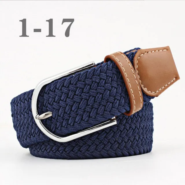 ZLD Hot Colors Men Women Casual Knitted pin buckle Belt Woven Canvas Elastic Stretch Belts Plain Webbing 2020 fashion 105-110cm